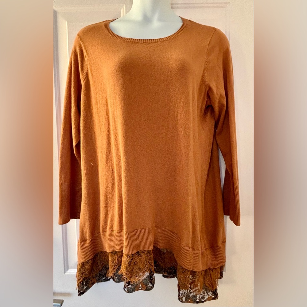 LOGO Cashmere Blend Lace Trim Sweater 2X